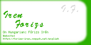 iren forizs business card